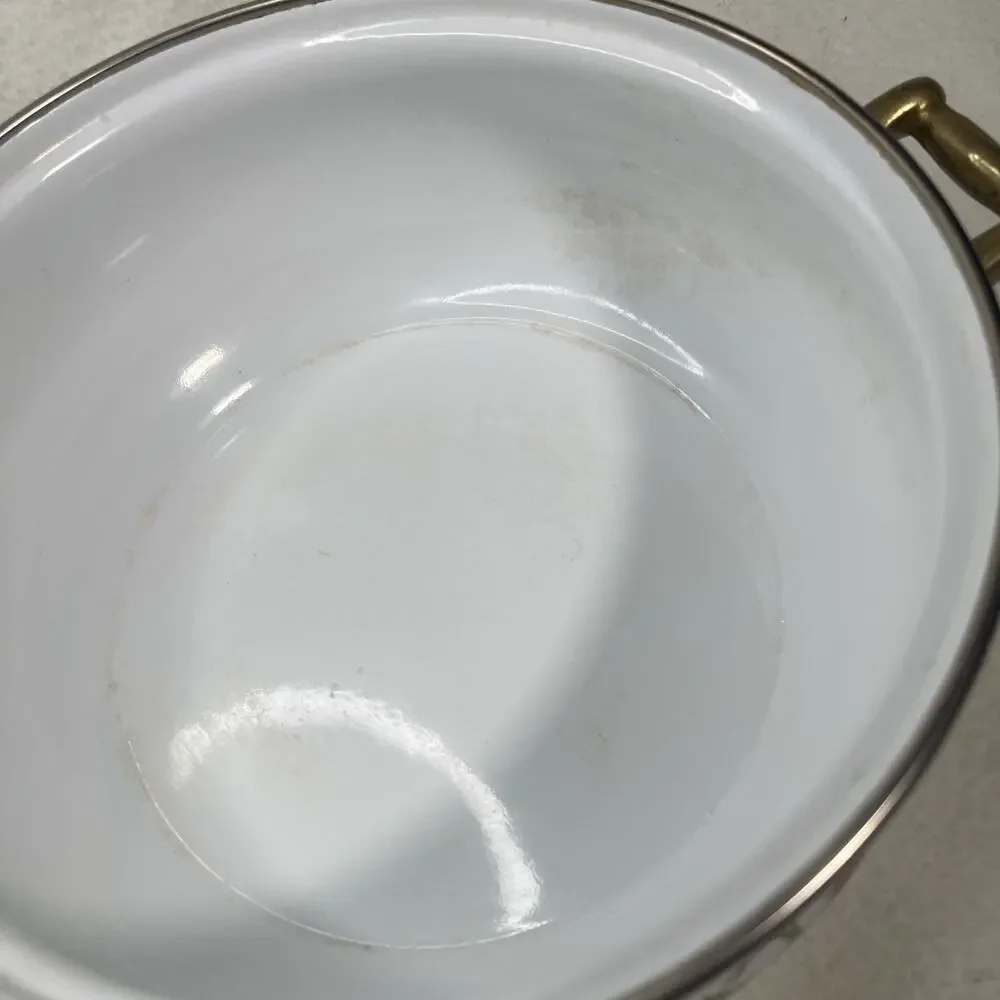 1980s Regency Club Cooks Corner 2 Handled Enamelware Soup Casserole w/Lid 3 Qt